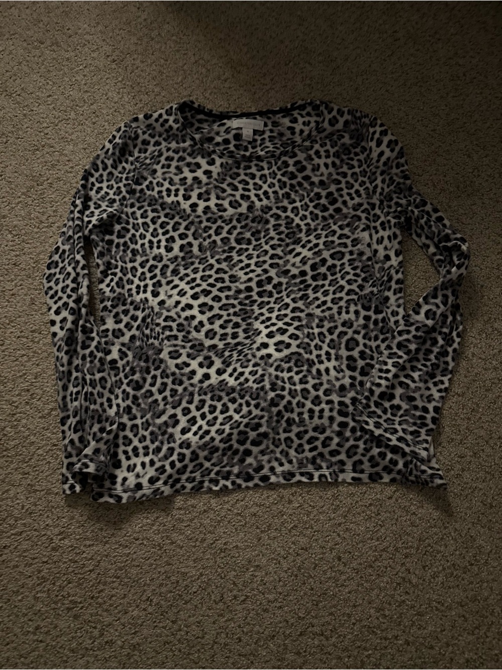 Charter Club Crewneck Leopard Print Sweater - Black & White